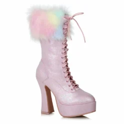 Ellie Shoes 5 Chunky Heel Unicorn Boot With Faux Fur
