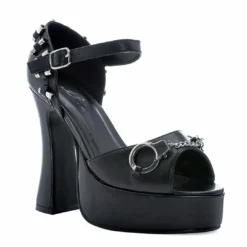Ellie Shoes 5 Chunky Heel Hand Cuff And Bullet Sandal