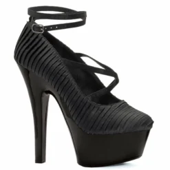 Ellie Shoes 6 Heel With Pleated Satin And Ankle Strap