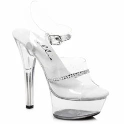 Ellie Shoes 6 Heel Clear Rhinestone Sandal