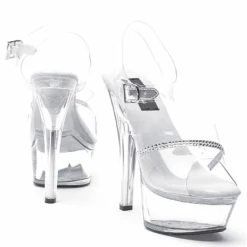 Ellie Shoes 6 Heel Clear Rhinestone Sandal