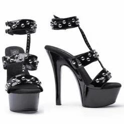 Ellie Shoes 6 Heel Sandal With Silver Rivets