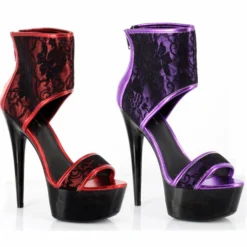 Ellie Shoes 6 Pointed Heel Platform Sandal With 2 Layer Lace Upper