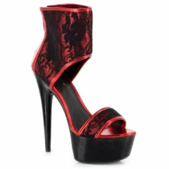 Ellie Shoes 6 Pointed Heel Platform Sandal With 2 Layer Lace Upper