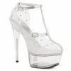 Ellie Shoes 6 CLEAR PLATFORM & CLEAR UPPER WITH RHINESTONES