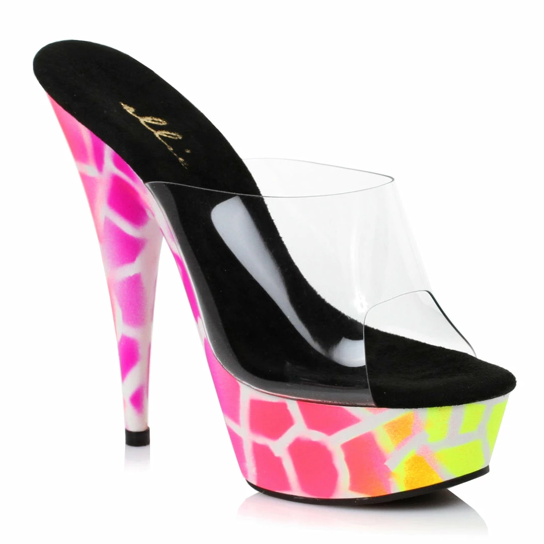 Ellie Shoes 6 Inch Giraffe Design NEON Mule 5 Ellie Shoes 6 Inch Giraffe Design NEON Mule