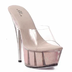 Ellie Shoes 6 Pointed Stiletto Mule With Glitter In Platform 9 Ellie Shoes 6 Pointed Stiletto Mule With Glitter In Platform