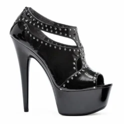 Ellie Shoes 6 Pointed Heel W/ Platform Silver Studs