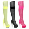 Ellie Shoes 6 Peep Toe Thigh High Mesh Boot