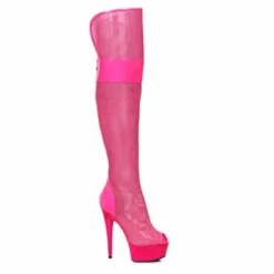 Ellie Shoes 6 Peep Toe Thigh High Mesh Boot