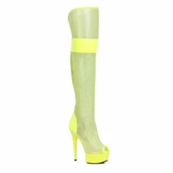 Ellie Shoes 6 Peep Toe Thigh High Mesh Boot