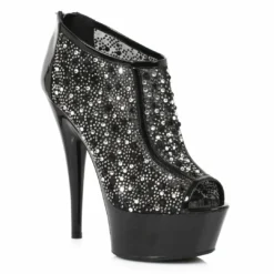 Ellie Shoes 6 Stiletto W/ Contrasting Trim & Multi Rhinestone