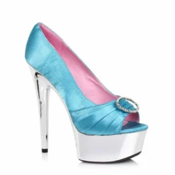 Ellie Shoes 6 Satin Peep Toe Chrome Platform With RhineStone Buckle 18 Ellie Shoes 6 Satin Peep Toe Chrome Platform With RhineStone Buckle