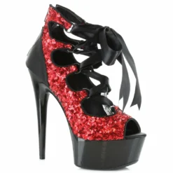 Ellie Shoes 6 Glitter Open Toe Lace Up