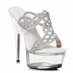Ellie Shoes 6 Rhinestone Mule Sandal