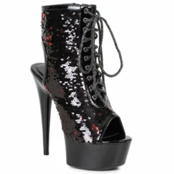 Ellie Shoes 6 Peeptoe Sequined Ankle Bootie