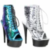 Ellie Shoes 6 Peeptoe Sequined Ankle Bootie
