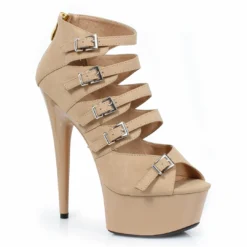 Ellie Shoes 6 Stiletto In Pu W/ Multi Buckle Accents