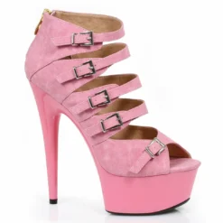 Ellie Shoes 6 Stiletto In Pu W/ Multi Buckle Accents