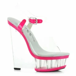 Ellie Shoes 6 Clear And Neon Wedge With Ankle Strap
