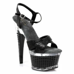 Ellie Shoes 6 Crossed Strap Textured Platform
