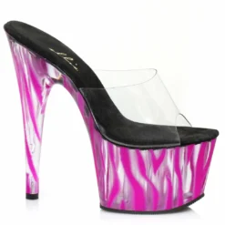 Ellie Shoes 7 Inch Mule With Blacklight Zebra Pattern
