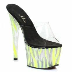 Ellie Shoes 7 Inch Mule With Blacklight Zebra Pattern