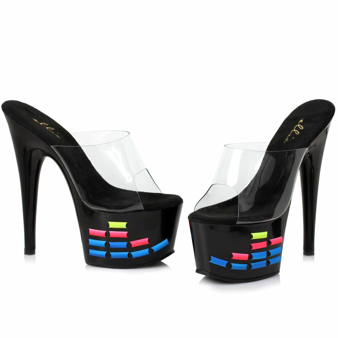 Ellie Shoes 7 Inch Mule With Neon Equalizer Pattern 3 Ellie Shoes 7 Inch Mule With Neon Equalizer Pattern