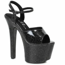 Ellie Shoes 7 HEEL POINTED STILETTO SANDAL W/ METALLIC PLATFORM & UPPER