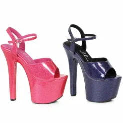 Ellie Shoes 7 HEEL POINTED STILETTO SANDAL W/ METALLIC PLATFORM & UPPER