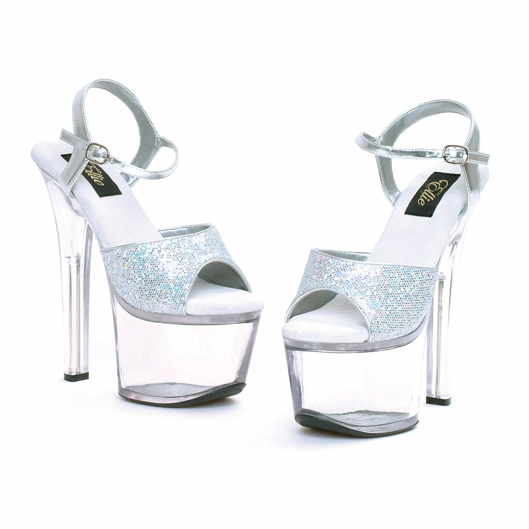 Ellie Shoes 7 Heel Silver Glitter Sandal 3 Ellie Shoes 7 Heel Silver Glitter Sandal