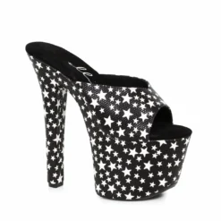 Ellie Shoes 7 Heel Mule Sandal With Star Print