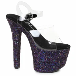 Ellie Shoes 7 Pointed Stiletto Mule Sandal With Glitter Platform
