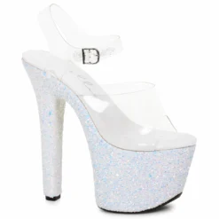 Ellie Shoes 7 Pointed Stiletto Mule Sandal With Glitter Platform