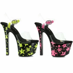 Ellie Shoes 7 Heel With Blacklight Reflective Stars