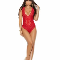 Elegant Moments Red Teddy LINGERIE