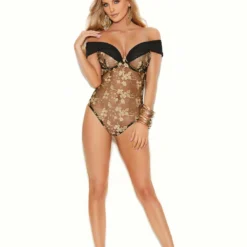 Elegant Moments LINGERIE Black/Gold Teddy