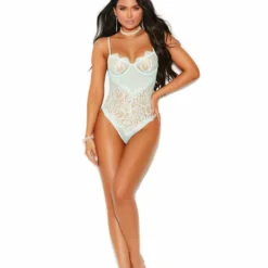 Elegant Moments LINGERIE Mint Green Teddy