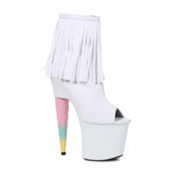 Ellie Shoes 7 Unicorn Heel Platform Bootie With Fringe