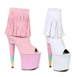 Ellie Shoes 7 Unicorn Heel Platform Bootie With Fringe
