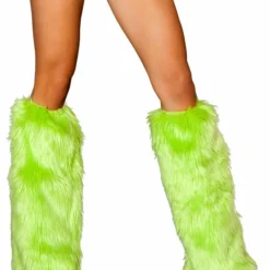 JValentine Faux Fur Legwarmers Light Green Rave Leg Warmers & Wraps