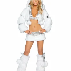 JValentine Rave Leg Warmers & Wraps Faux Fur White Pom Poms Legwarmers