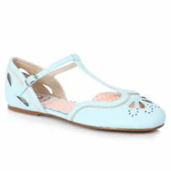 Ellie Shoes Flat With T-Strap And Cut Out Detail