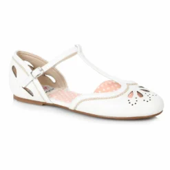 Ellie Shoes Flat With T-Strap And Cut Out Detail