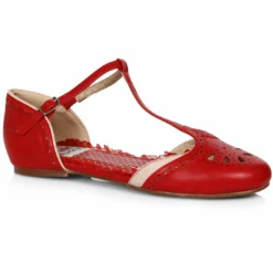Ellie Shoes T-Strap Flat Shoe With Cutout Decor