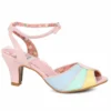 Ellie Shoes Tri Color Peep Toe Sandal