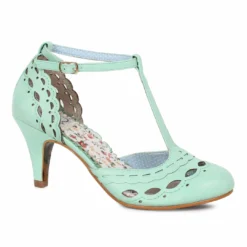 Ellie Shoes T Strap Cut Out Detail Heel