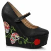 Ellie Shoes 4.5 Inch Closed Toe Wedge With Skull Pattern
