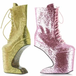 Ellie Shoes 5.5 Heel Platform Glitter Ankle Boot