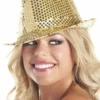 Be Wicked Sequin Fedora Hat - Gold ACCESORIES